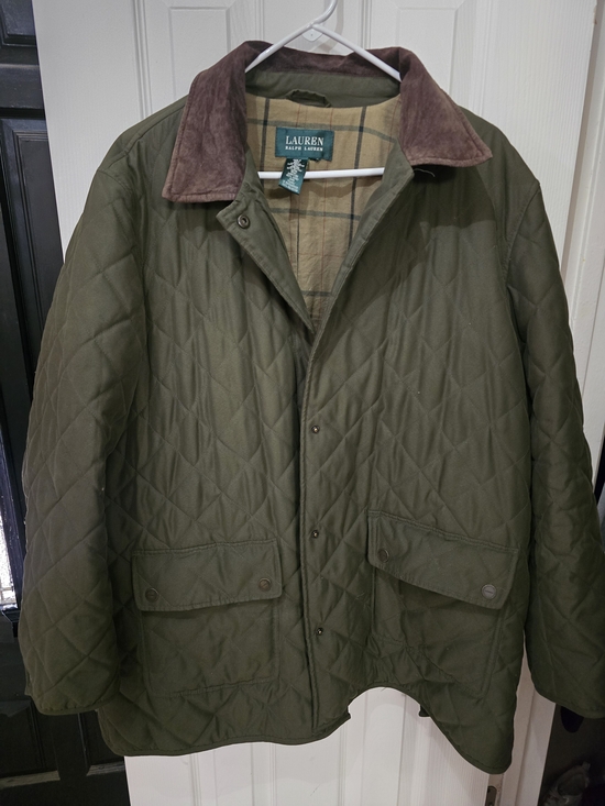 Lauren Ralph Lauren Jackets & Blazers - Lauren Ralph Lauren Men's Olive Quilted Jacket with Brown Corduroy Collar